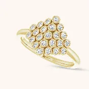 14K Yellow Natural Diamond Ring Bezel-Set Cluster