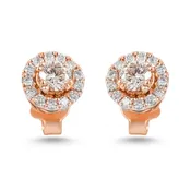 18K Rose Gold and Diamond Round Brilliant Stud Earrings