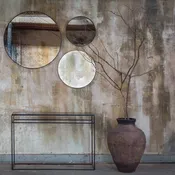 Aged Round Wall Mirror, 36.5", Bronze