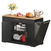53-inch Rolling Kitchen Island Storage Cabinet Portable Mobile Kitchen Cart