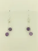 Amethyst And Snow Quartz Earrings, Bi-dangle