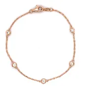 14K Rose Gold Bezel Set Diamond Station Bracelet 7"