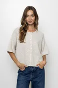 Anika Pointelle Short Sleeve Cardigan