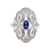 Sapphire and Diamond Antique Style Ring
