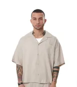 Boxy Linen Shirt In Beige