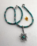 Claireworks / ART STUDIO — Winsome Combination: Sudden Rain Necklace in Turquoise with Optimist Pendant