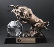 Charging Bronze Bull Recognition Award Statue MC11C