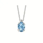 0.02Ctw Diamond & Blue Topaz Birthstone Pendant