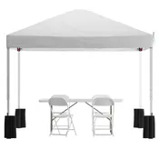 10'x10' Pop Up Canopy Tent with Wheeled Case and 6-Foot Bi-Fold Folding Table with Carrying Handle - Tailgate Tent Set