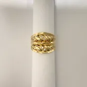 Ladies YG Wide Ring with Diamonds