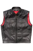 415 Leather Club Style Zipper Vest (With Collar)