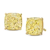 Famille Collection 4.98 ct Yellow Diamond Cushion Earrings
