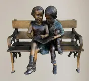 2 African American Kids on Bench Reading, Bronze Statue by Max Turner ~ Jumbo
