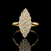 1.00ct. T.W. Diamond Edwardian Navette Fashion Ring 18K Yellow Gold & Platinum - J44090