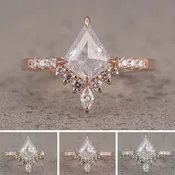 1.02 Carat Icy White Kite Diamond Engagement Ring, Avaline Setting