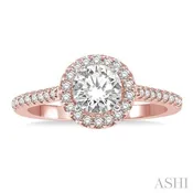 14K Rose Gold .25ct Round Center Halo Diamond Engagement Ring
