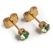 4mm Cubic Zirconia Birthstone Earrings in Gold - August
