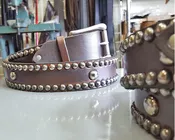 1 1/2" Wide Spot Stud Belt - Antique Brown