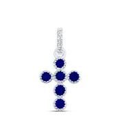 0.012Ctw-Nat Diamond Ana M 1/8Ctw Rd-Bs Nat Gem Cross Pendant (0.52 grams)