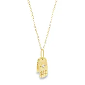 14K Yellow Gold Marquise Hamsa Charm Necklace