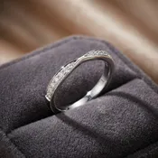 18K White Gold Diamond Wedding Band with 18 Round Brilliant Cut Diamonds