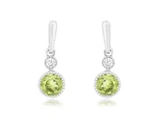 14K White Gold Peridot Dangle Earrings