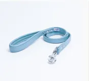 Alpine Padded Handle Leather Pet Lead Baby Blue 6’