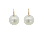 18K Yellow Gold South Sea Pearl Drop Earrings 15.2 mm
