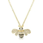 14K GOLD DIAMOND & BLACK DIAMOND BUMBLE BEE NECKLACE