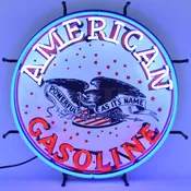 American Gasoline Round Neon Sign
