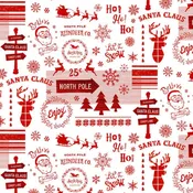 5257S-08 Studio E Red/White Words. and Holiday Motifs from Christmas Memories Collection