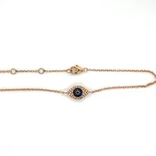 14K rose  Gold Sapphire and Diamond Evil Eye Bracelet