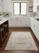 2' x 3' Beige & Light Gray Medallion Vintage Rectangular Area Rug