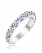 14KT WHITE GOLD DIAMOND & TANZANITE BAND