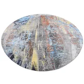 10'1"x10'1" Gray Silk with Wool Abstract Design Hand Knotted Round Rug R87739