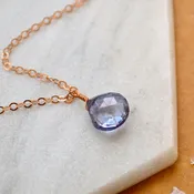 Azure Necklace - blue mystic quartz gemstone solitaire necklace