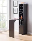 172170 Red cocoa finish wood wine cabinet with counter table bar unit storage