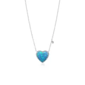 Blue Opal Heart Necklace