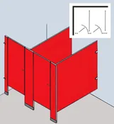 121 In a Corner|Floor Mounted/ Anchored Powder Coated Metal Partitions