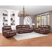 3 Piece Brown Oversized Reclining Sofa Set - Titan
