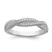 Brilliant Sterling Silver Rhodium-Plated 48 Stone Crisscross Micro Pavé CZ Polished Ring