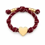 Adjustable Heart Charm Rope Bracelet