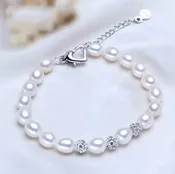 Allie - Freshwater Pearl Sterling Silver Bracelet - Silver