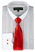 Men Dress Shirt SG-41-White/Red