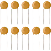 0.1 µF (100 nF) Ceramic Disc Capacitors, 50V, ±20% Tolerance, Radial Leads – 10 Pack