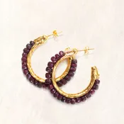 Avindy Gemstone and Vermeil Hoop Earrings