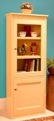 Candler 60" tall bookcase with top glass and bottom panel doors