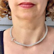 15" Handcrafted 925 Sterling Silver 6mm Bellezza Choker with Toggle Clasp