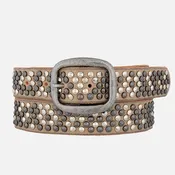Amsterdam Heritage Britta | Vintage Silver Buckle Studded Leather Belt Women