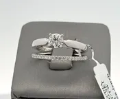 10k White Gold 0.50 CT Diamond Engagement Ring Set, Size 7, 3.9gm, S16542